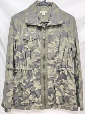 MiAmi Camo Jacket Womens Small Military Utility Cargo Coat Green Lightweight Zip